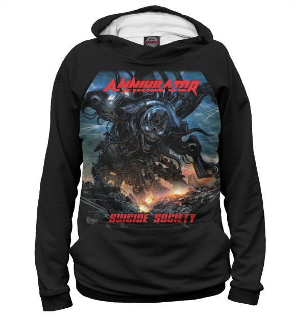 Мужское худи с изображением Annihilator цвета Белый