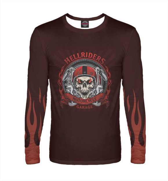 Мужской лонгслив с изображением Всадник Ада цвета Белый