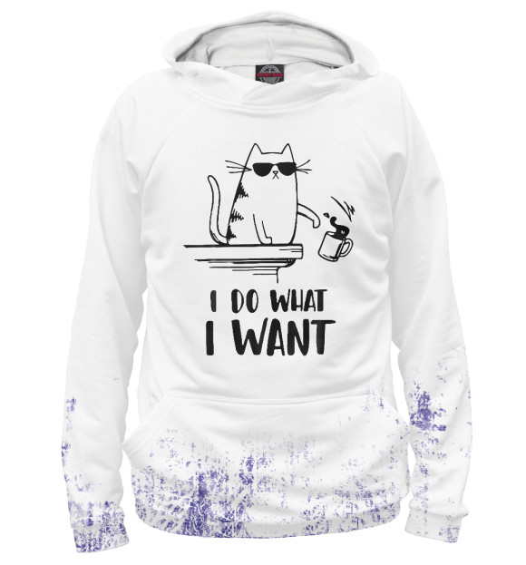 Женское худи с изображением I do what I want цвета Белый
