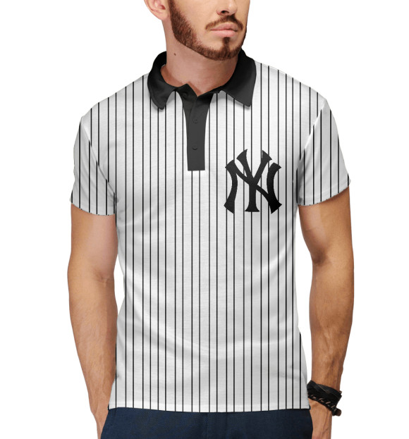 Мужское поло с изображением Нью-Йорк Янкис (Форма) цвета Белый
