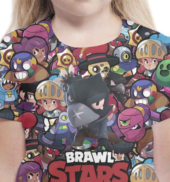 Футболка для девочек с изображением Brawl Stars: Crow цвета Белый