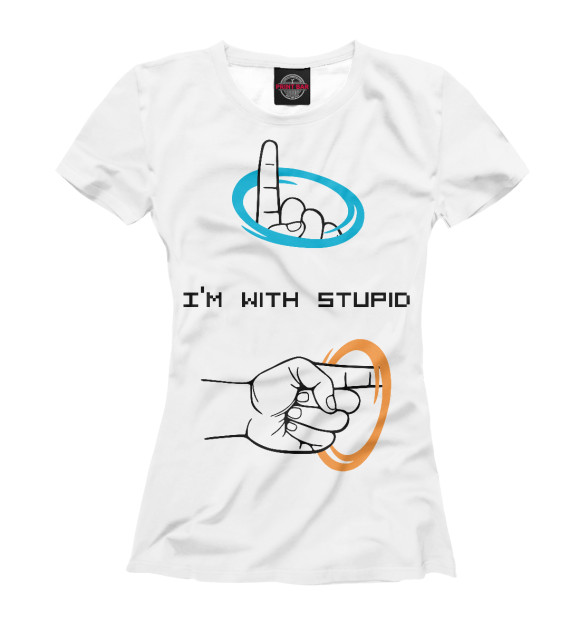Футболка для девочек с изображением I'm with stupid цвета Белый