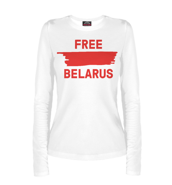 Женский лонгслив с изображением Free Belarus цвета Белый