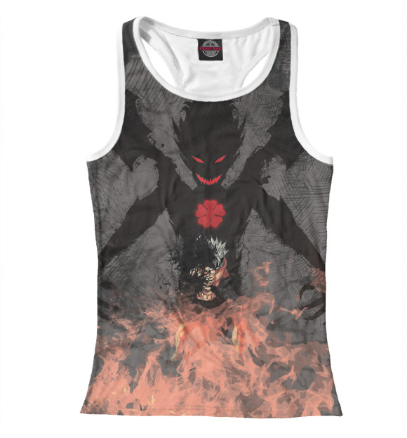 Женская майка-борцовка с изображением Черный клевер цвета Белый