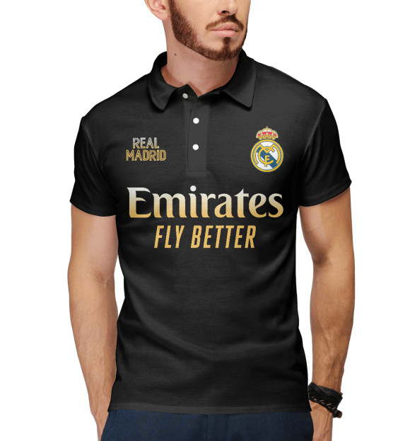 Мужское поло с изображением Real Madrid Gold цвета Белый