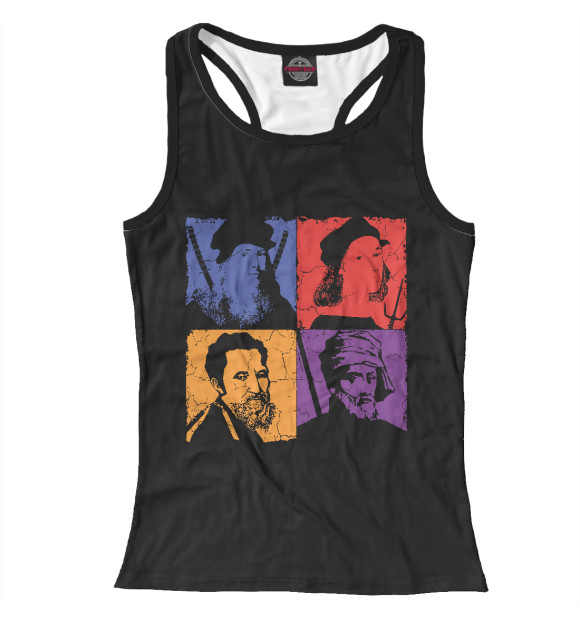 Женская майка-борцовка с изображением Ninja Turtles цвета Белый