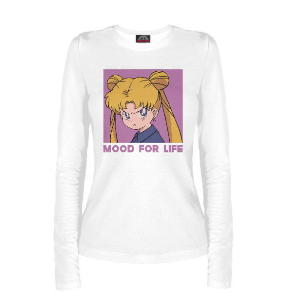 Женский лонгслив с изображением Mood Сейлор мун цвета Белый