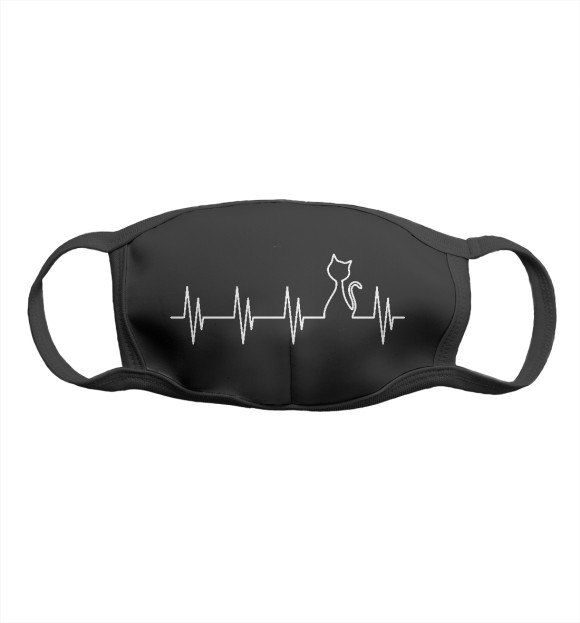 Маска тканевая с изображением Кошачий пульс цвета Белый