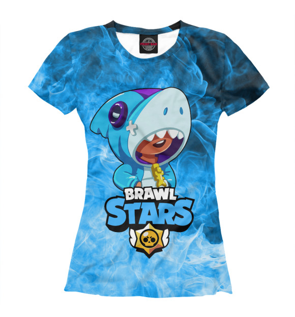 Женская футболка с изображением Brawl Stars Leon Shark цвета Белый