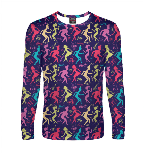 Мужской лонгслив с изображением Дискотека цвета Белый