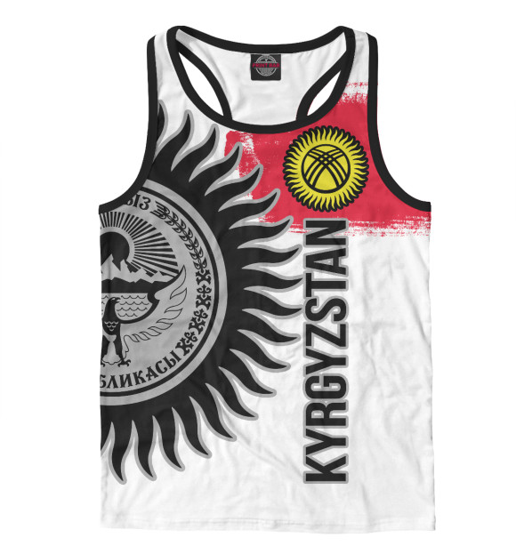 Мужская майка-борцовка с изображением Киргизия цвета Белый