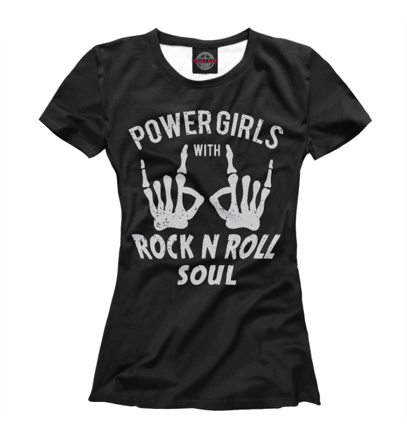 Футболка для девочек с изображением Power Girls with Rock n Roll цвета Белый