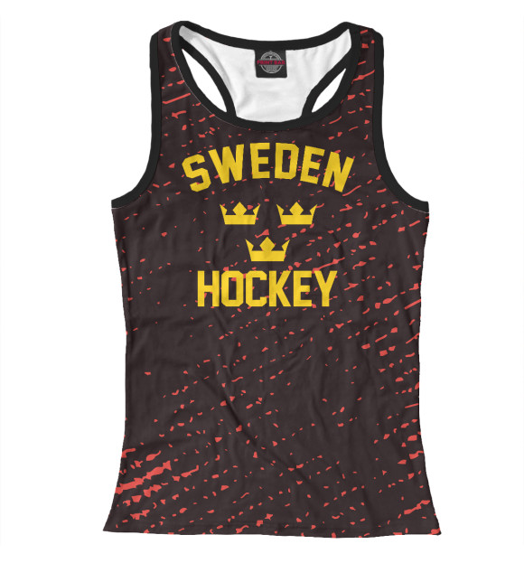 Женская майка-борцовка с изображением Sweden hockey цвета Белый