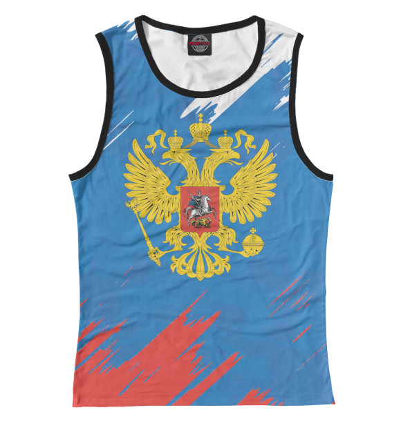 Майка для девочки с изображением Флаг и герб России цвета Белый