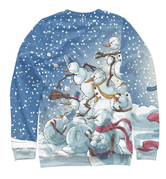 Мужской свитшот с изображением Боевые снеговики цвета Белый