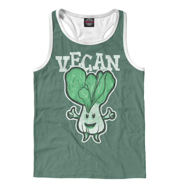 Мужская майка-борцовка с изображением Веган цвета Белый