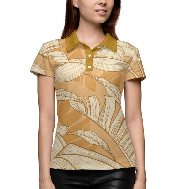 Женское поло с изображением ТРОПИЧЕСКИЙ ФОН цвета Белый