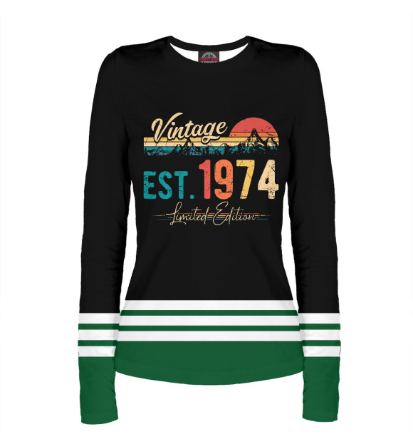 Женский лонгслив с изображением Vintage 1974 Retro цвета Белый