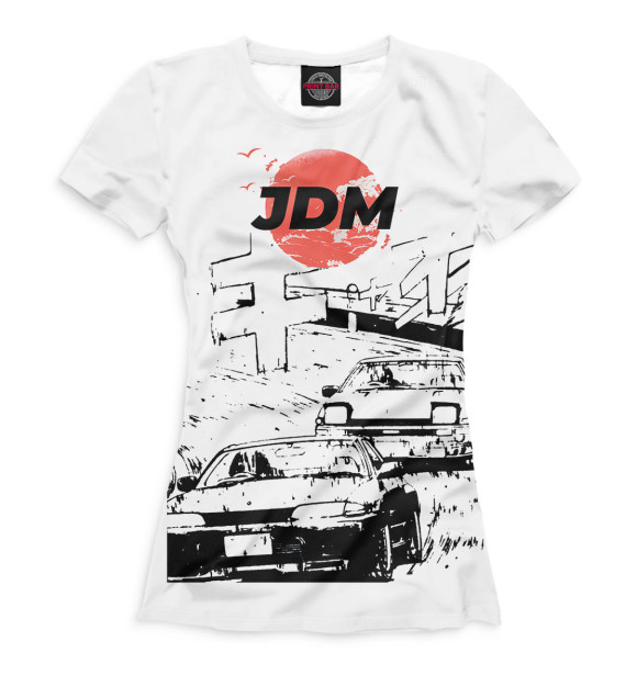 Женская футболка с изображением JDM цвета Белый