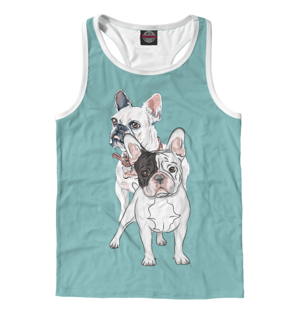 Мужская майка-борцовка с изображением Два французских бульдога цвета Белый