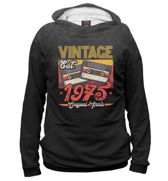 Мужское худи с изображением Vintage 1975 Original Parts цвета Белый
