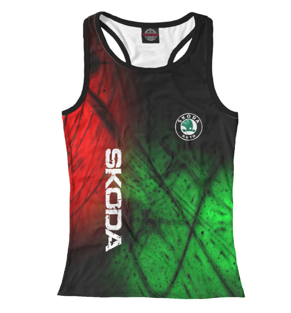 Женская майка-борцовка с изображением Skoda | Шкода цвета Белый