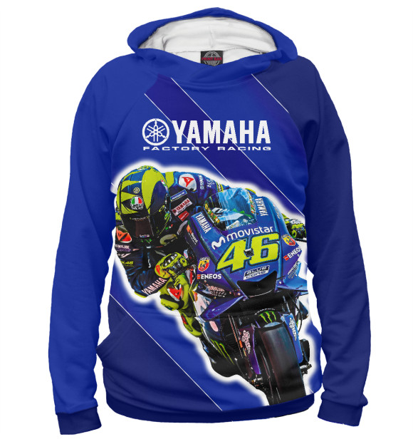 Мужское худи с изображением Valentino Rossi цвета Белый