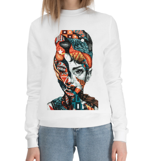 Женский хлопковый свитшот с изображением Графити фемида цвета Белый