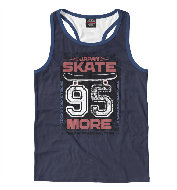 Мужская майка-борцовка с изображением Japan skate 95 цвета Белый