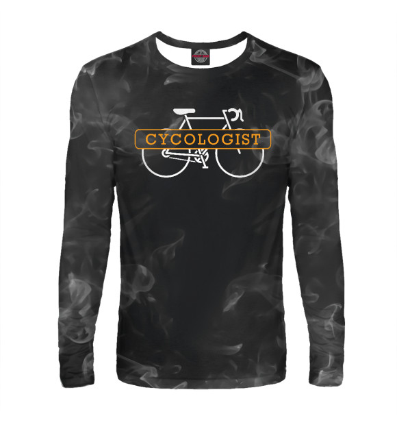 Мужской лонгслив с изображением Bicycle - Cycologist цвета Белый
