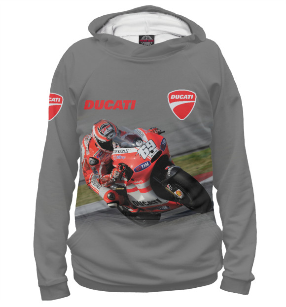 Женское худи с изображением Ducati цвета Белый
