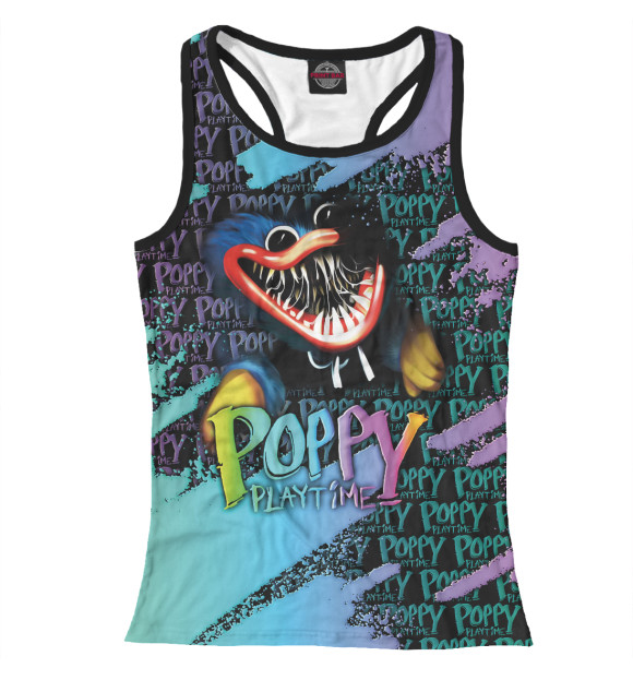 Женская майка-борцовка с изображением Poppy Playtime Хагги Вагги цвета Белый