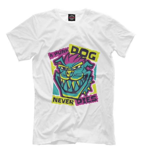 Мужская футболка с изображением Punk Dog цвета Белый