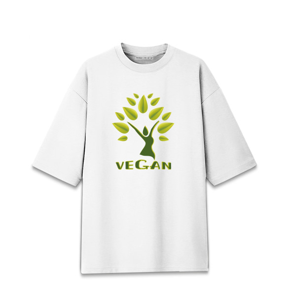 Женская футболка оверсайз с изображением VEGAN цвета Белый