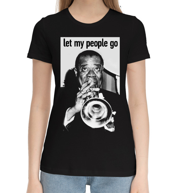 Женская хлопковая футболка с изображением Lui armstrong цвета Черный