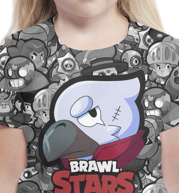 Футболка для девочек с изображением Brawl Stars: Crow цвета Белый