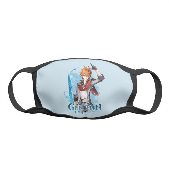 Маска тканевая с притом Тарталья Genshin цвета Белый Маска тканевая с изображением Тарталья Genshin цвета Белый