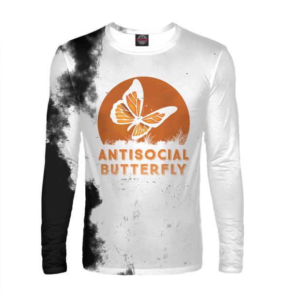 Мужской лонгслив с изображением Antisocial Butterfly цвета Белый