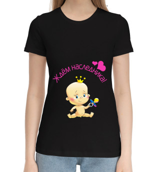 Хлопковая футболка для девочек Ждём наследника