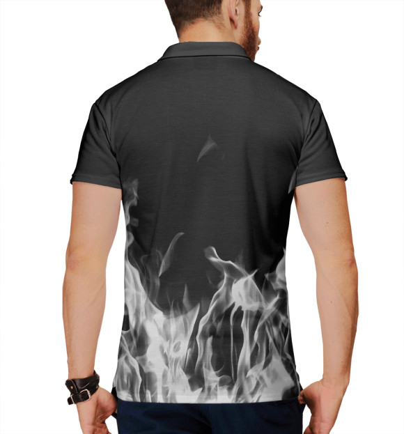 Мужское поло с изображением Огненный стиль цвета Белый