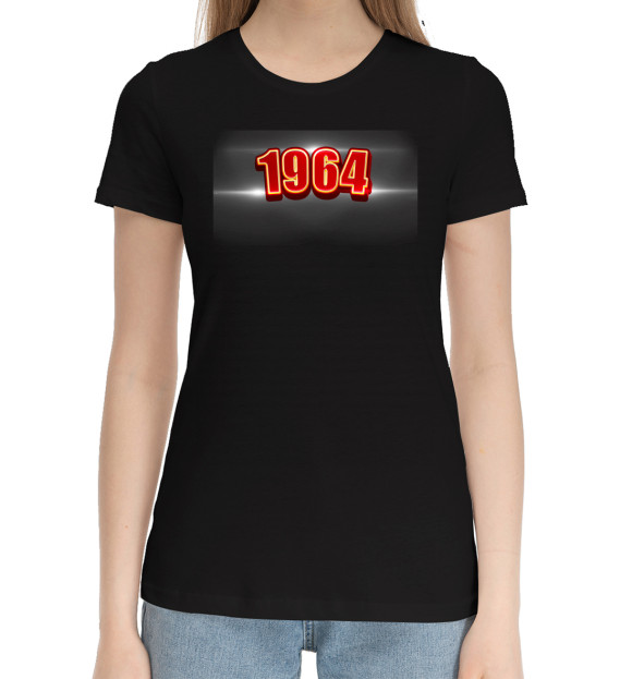 Женская хлопковая футболка с изображением 1964 цвета Черный
