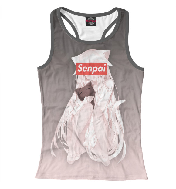 Женская майка-борцовка с изображением Senpai цвета Белый