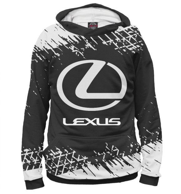 Мужское худи с изображением Lexus / Лексус цвета Белый