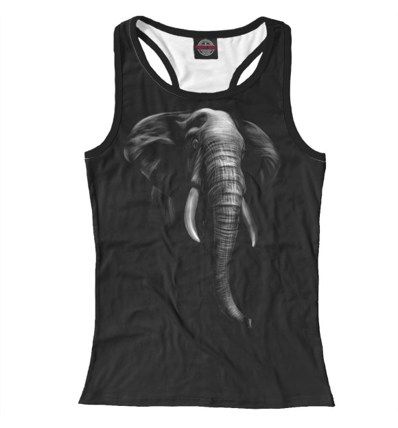 Женская майка-борцовка с изображением Слон цвета Белый