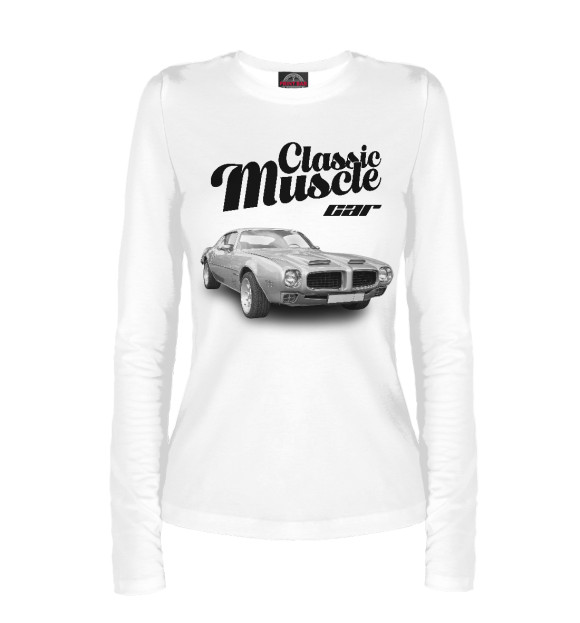 Женский лонгслив с изображением Classic muscle car цвета Белый