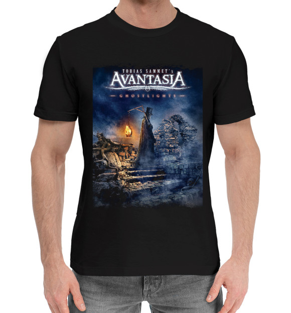 Мужская хлопковая футболка с притом Avantasia цвета Черный Мужская хлопковая футболка с изображением Avantasia цвета Черный