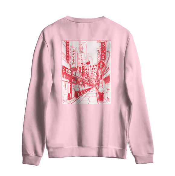 Мужской свитшот с изображением Tokyo розовый фон цвета Белый