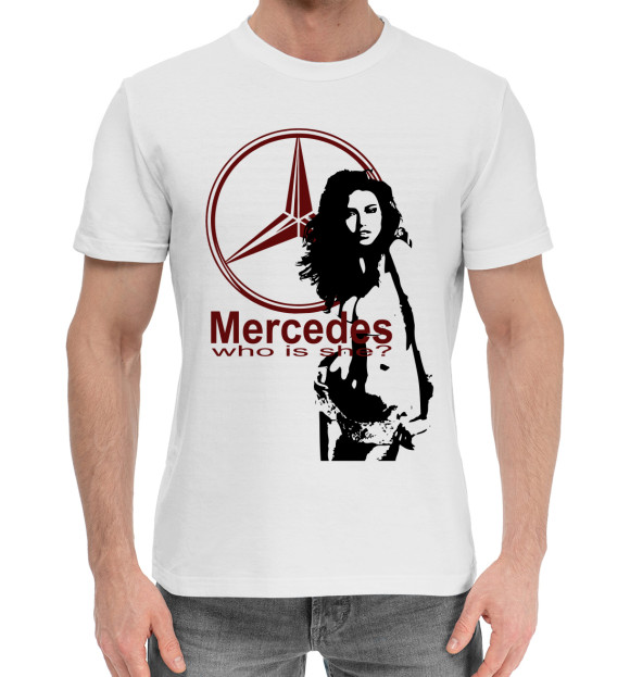 Мужская хлопковая футболка с изображением Mercedes цвета Белый