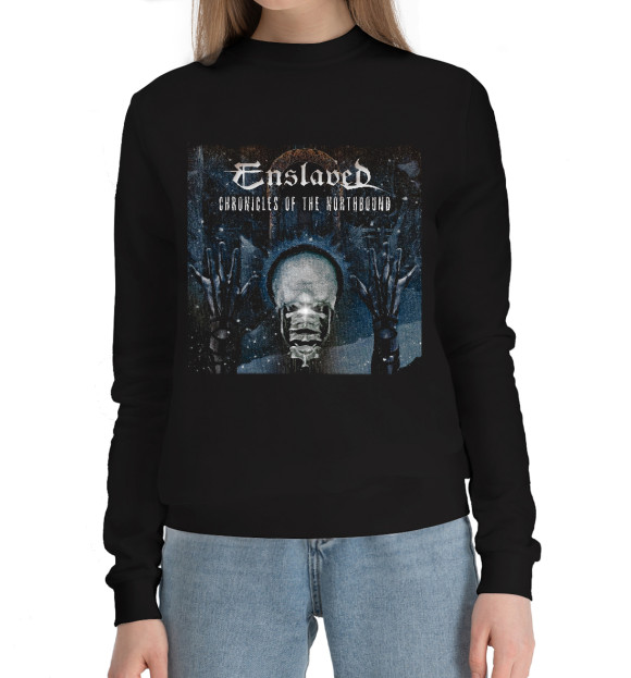 Женский хлопковый свитшот с изображением Enslaved цвета Черный