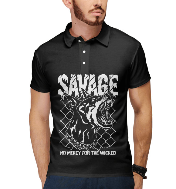 Мужское поло с изображением Злой Доберман-Пинчер цвета Белый